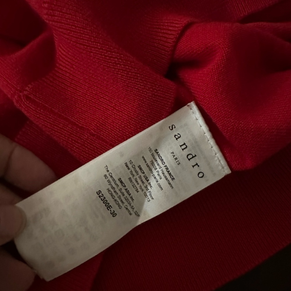 SANDRO Paris Red Wool Sweater Piping Details - Picture 6 of 6